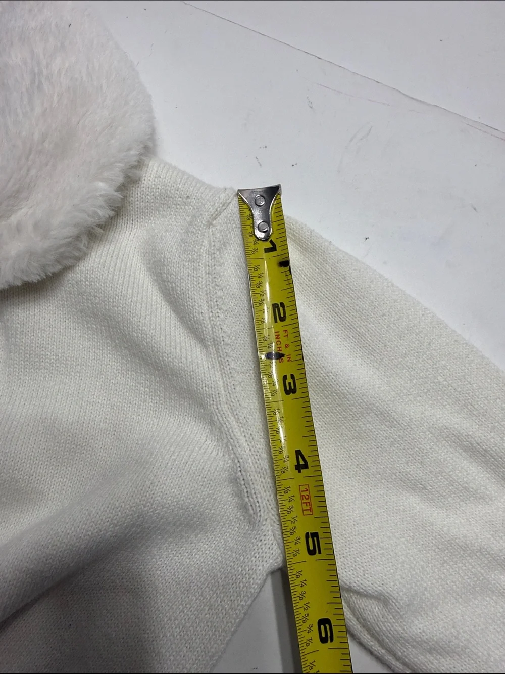 Gymboree Cream Faux Fur Collar Cropped Cardigan Jacket